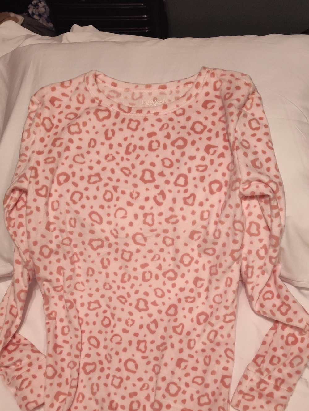 Cat & Jack Pink Leopard-Print Long Sleeve Pajama Top